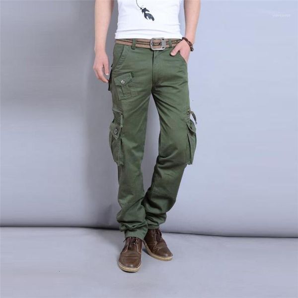 

men's pants 2021 men joggers male trousers casual fashion outdoors solid work multi-pocket long, Black