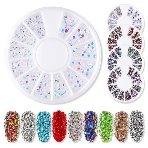 

mixed size nail stone ab color rhinestone irregular beads charms manicure art decorations crystals in wheel supplies1, Silver;gold