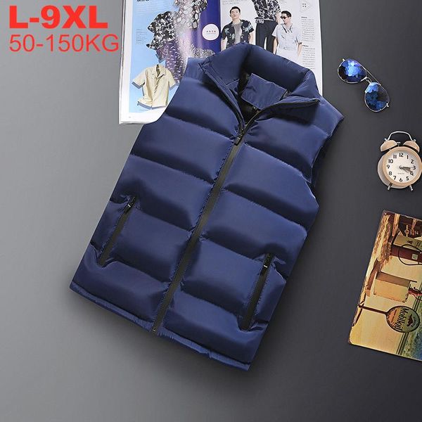 

vest men fashion winter thick warm sleeveless puffer coat male casual waistcoat 9xl 8xl 7xl big size mens jacket men's vests, Black;white