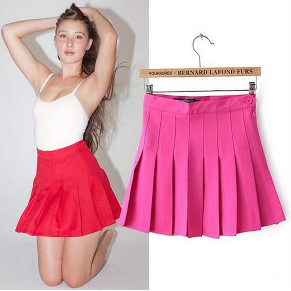 

skirts chsdcsi high waist women short skirt pleated skater uniform saias femininas women's solid dance mini, Black