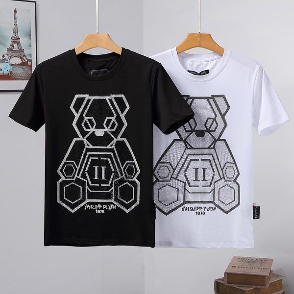 

phillip plain designer mens men pp skull diamond t shirts short sleeve brand spring and summer high o-neck quality skulls tshirt tees 18, White;black