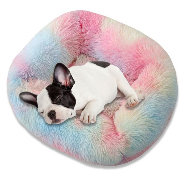 

kennels & pens blytieor rainbow plush comfortable dog cat pet beds warm sleeping mats soft smooth fluffy non-slip supplies s m l