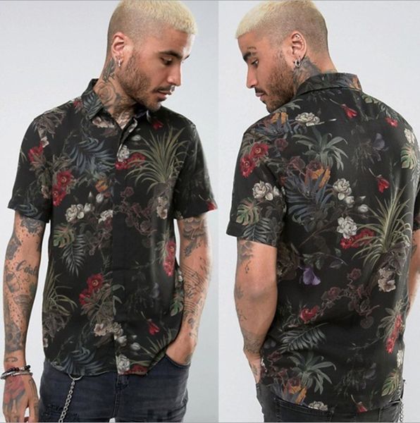 

men's shirts printed caual hort leeve, White;black