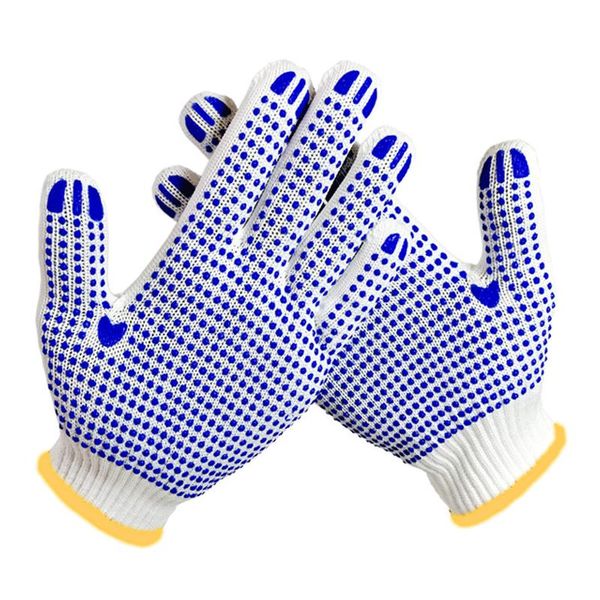 

disposable gloves hand working blue pvc dot grip men women safety protection cotton for household cooking industrial construction