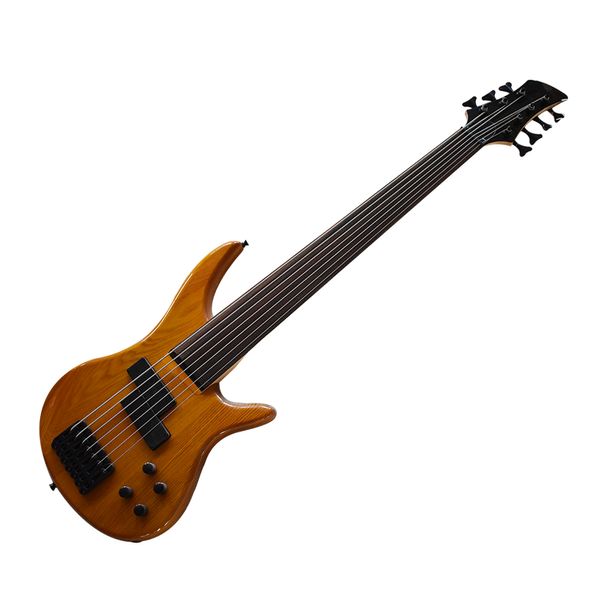 Fábrica Outlet-7 Strings Fretlless Electric Bass Guitar com corpo olmo, Rosewood Fretboard, logotipo / cor pode ser personalizado