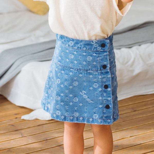 

skirts 2021 girls spring and summer denim print skirt, Blue