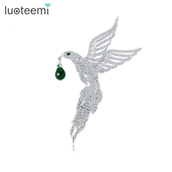 

pins, brooches luoteemi 2021 white bird crystal cubic zirconia for women phoenix la broche multiple gemstones flying birds pyrrhula, Gray