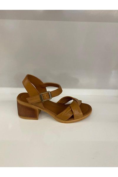

sandals genuine leather brief thick heel, Black