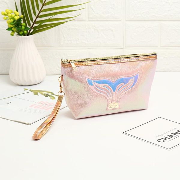 

cosmetic bags & cases fashion large-capacity creative embroidery cartoon fishtail laser bag portable travel storage coin purse