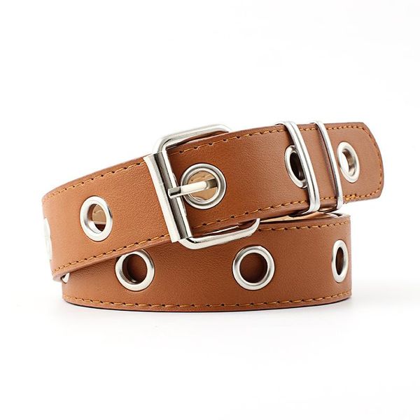 

belts women belt pu leather silver pin buckle fashion punk jeans strap individual decorative chain, Black;brown