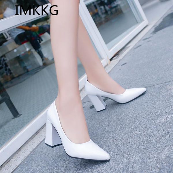 

fashion spring high heels pumps bride pu women shoes square heel pointed toe s370 dress, Black