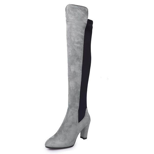

boots pattern will code elastic force overknee spelling hair color noodles coarse with high stovepipe, Black