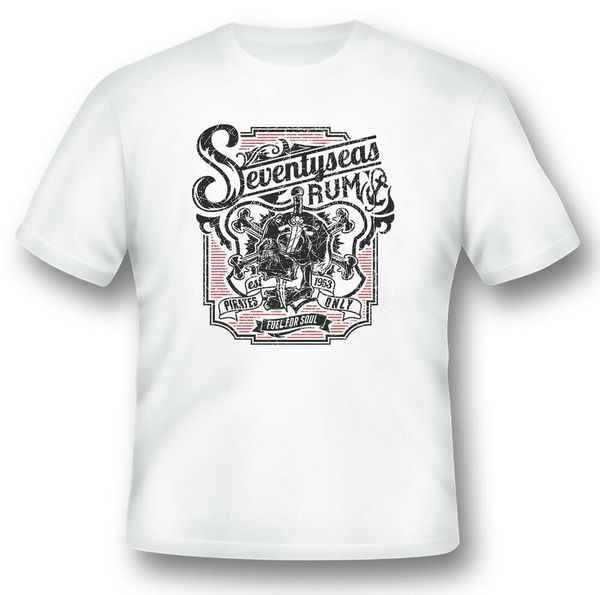 

seventy seas rum pirates only fuel for the soul black or white tee, White;black