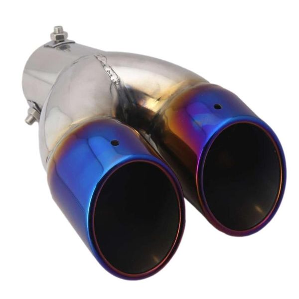 

manifold & parts 63mm exhaust pipe tail throat muffler for automobile reduce noise large-caliber double-row curved grilled blue