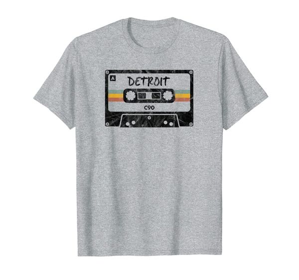 

detroit old school music art t-shirt, White;black