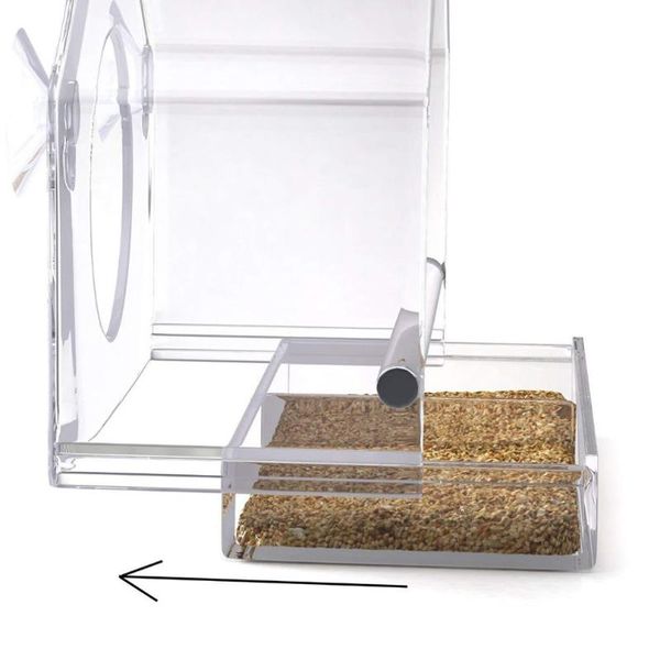 

bird cages feeder acrylic transparent window viewing feeders tray house pet water suction cup mount