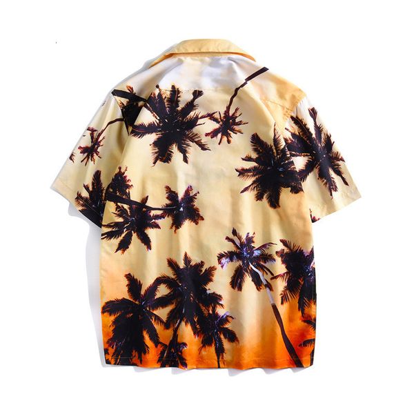 

hawaiian beach shirts summer mens shirt short sleeve palm tree print pattern male loose vacation chemise homme plus size xxl, White;black