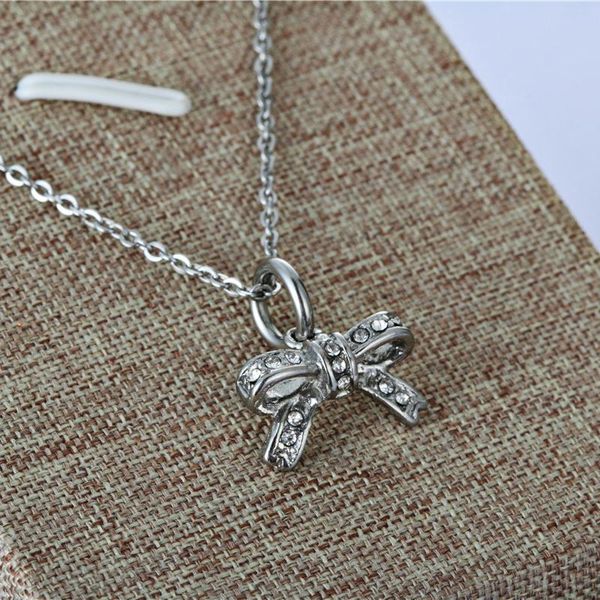 

est bowknot necklaces women pendant necklace gift accessories chains, Silver