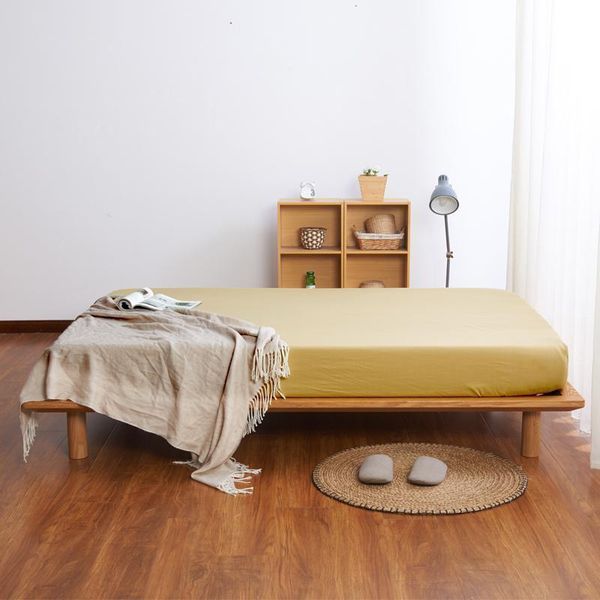 

sheets & sets 30 gold color bed covers microfiber 1 pc fitted sheet single with elastic home bedding set mattress cover