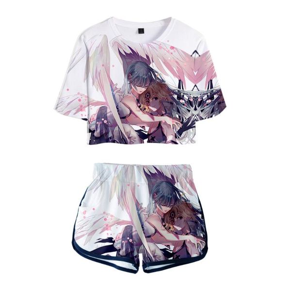 

women's tracksuits two piece set the seven deadly sins outfits kawaii short sets for women summer cartoon girls casual clothes 3d print, Gray