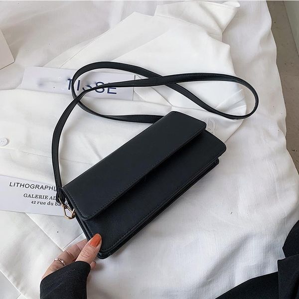 

evening bags simple pu leather shoulder bag for women flap messenger handbag and purse designer crossbody 2021 armpit tote bolsa