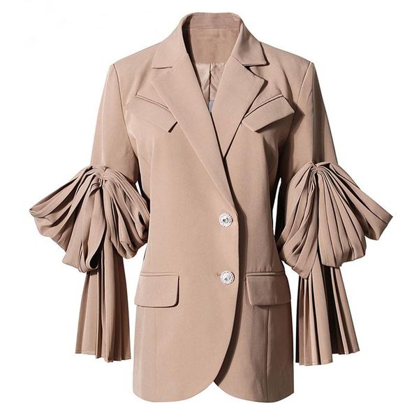 

women's suits & blazers high street blazer women ruffles spring autumn loose 2021, White;black