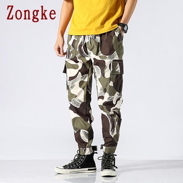 

zongke camo mens pants cargo men clothing trousers jogger harajuku sweatpants 2021 m-5xl men's, Black