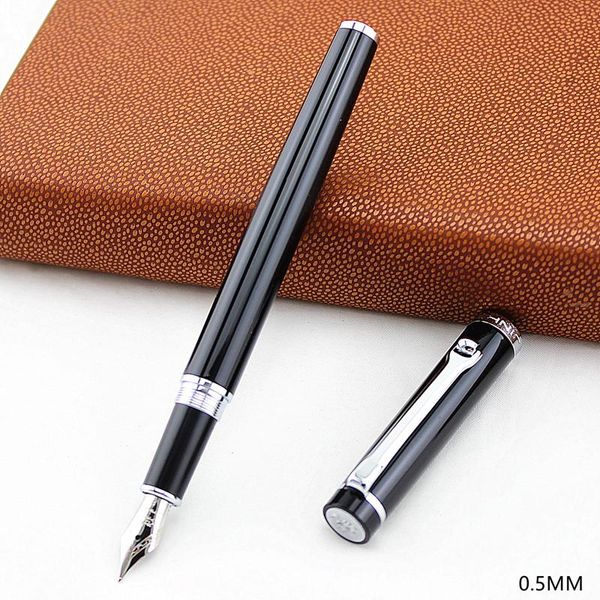 

jinhao classic black and silver fountain pen with 0.5mm iridium nib the business gift metal ink pens