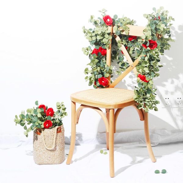 

decorative flowers & wreaths wedding arch decor artificial rose vine diy plants eucalyptus garland hanging for wall home office party garden
