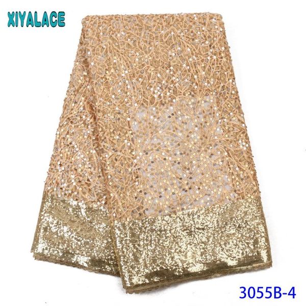 

ribbon latest gold tulle lace fabric french fashion embroidery with sequins ks3055b, Pink;blue