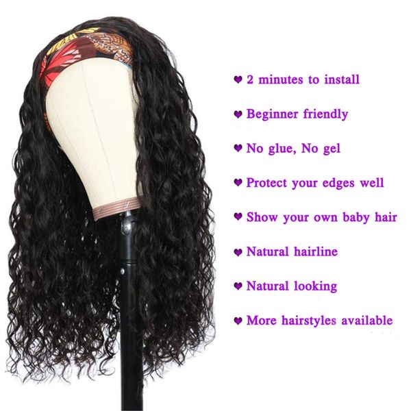 

curly headband wig long curly 18inch long synthetic wigs natural looking headband wigs for black women heat resistant fiber hair