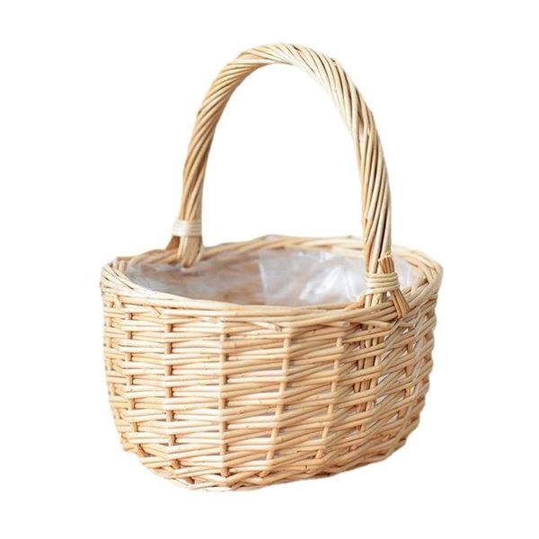 

storage baskets rattan hand-woven basket flower arrangement green plant egg home fruit deskpicnic