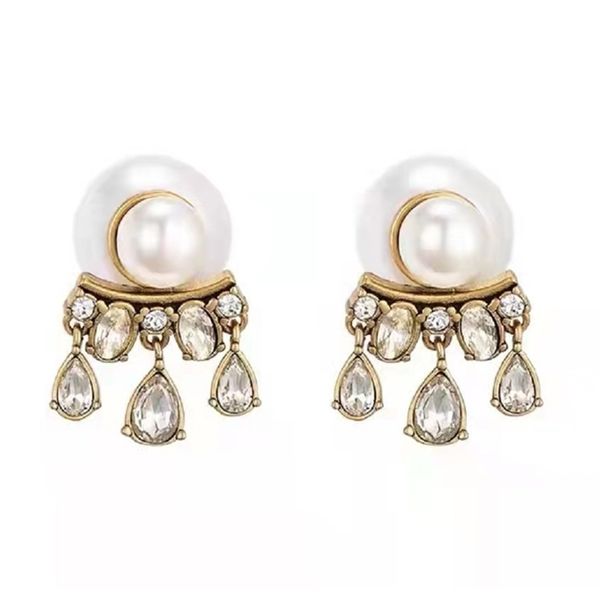 

88% off wholesale store home home water drop tassel size pearl earrings women's fan-shaped earrings, Golden
