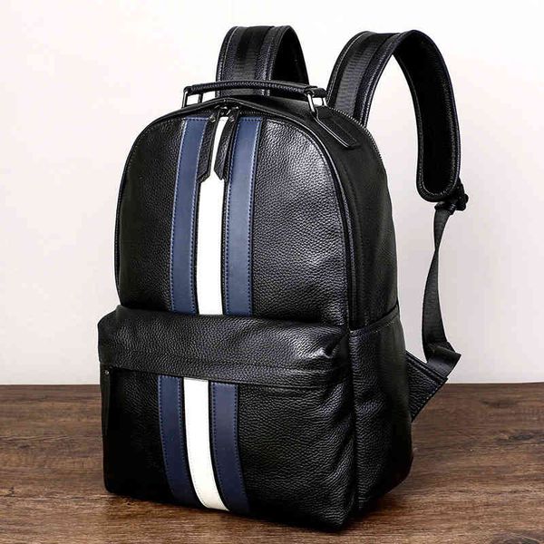 

backpack korean fashion bag contrast color men's simple business student computer schoolbag, Black;red