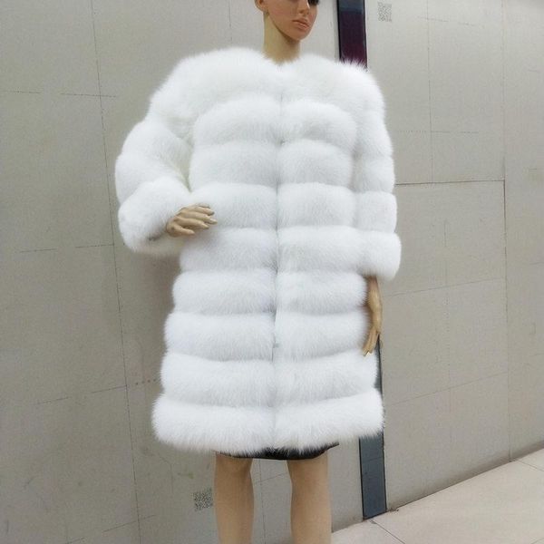 

women's fur & faux brand real coat long ladies winter warm fashion horizontal, Black