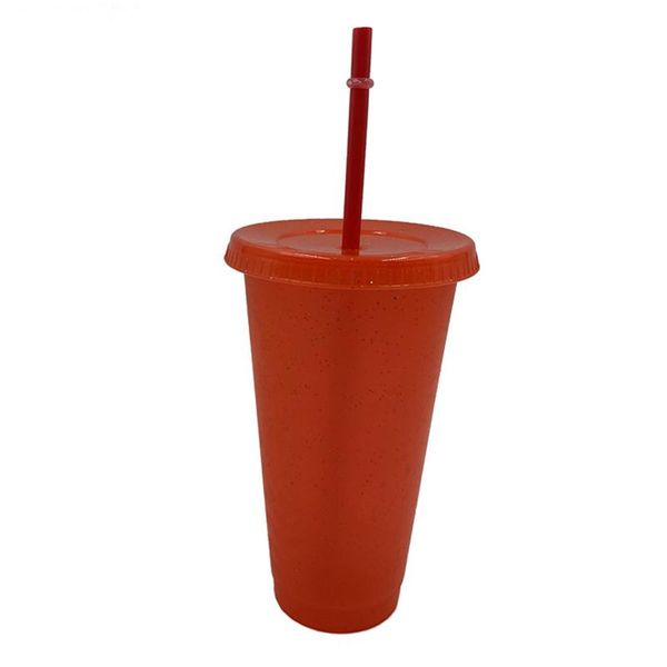 

plastic water bottle flash powder shiny cold cup with lid straw personalized drinking outdoor portable reusable mugs