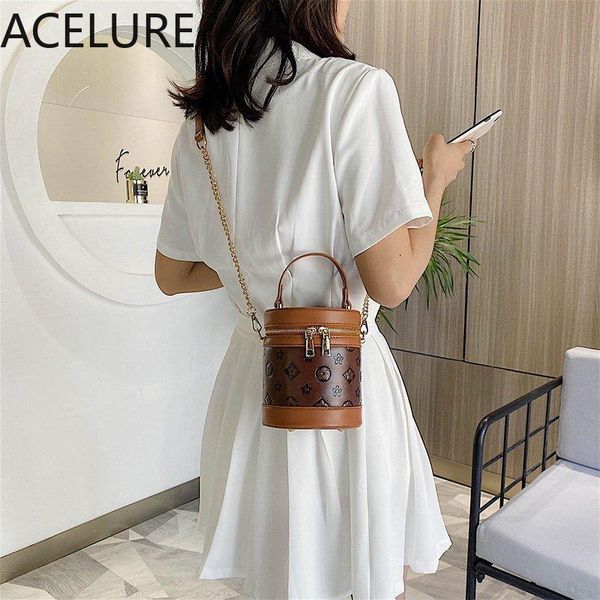 

evening bags acelure all-match ladies shoulder cross body cylindrical bag female hand fashion embossed pu leather bucket for women