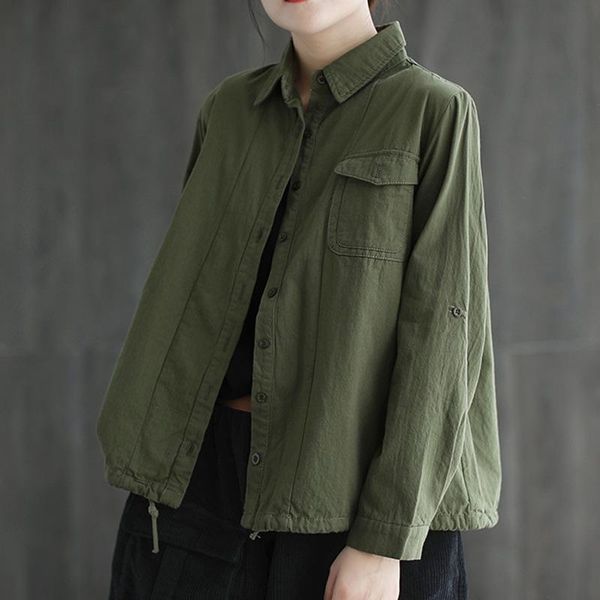 

women's blouses & shirts cotton linen casual loose thin drawstring shirt women long sleeves 2021 autumn vintage female sleeve, White