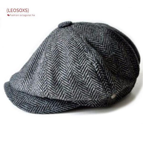 

berets [leosoxs] 2021 men's fashion octagonal hat sboy/taxi driver hat/flat fitting autumn and winter, Blue;gray