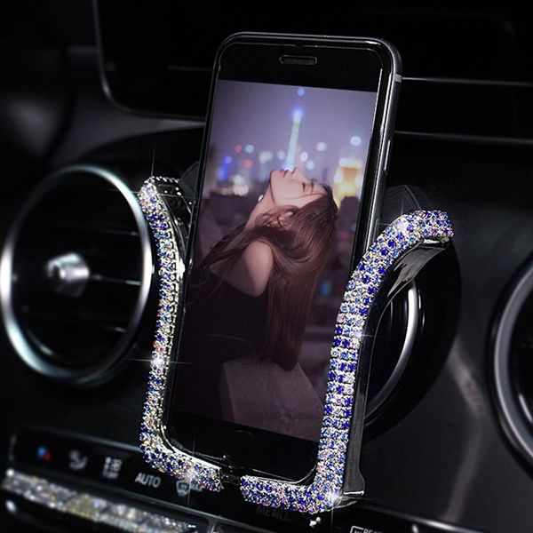 

universal with bling crystal rhinestone car u-shaped mobile phone holder accessories interior cell mounts & holders