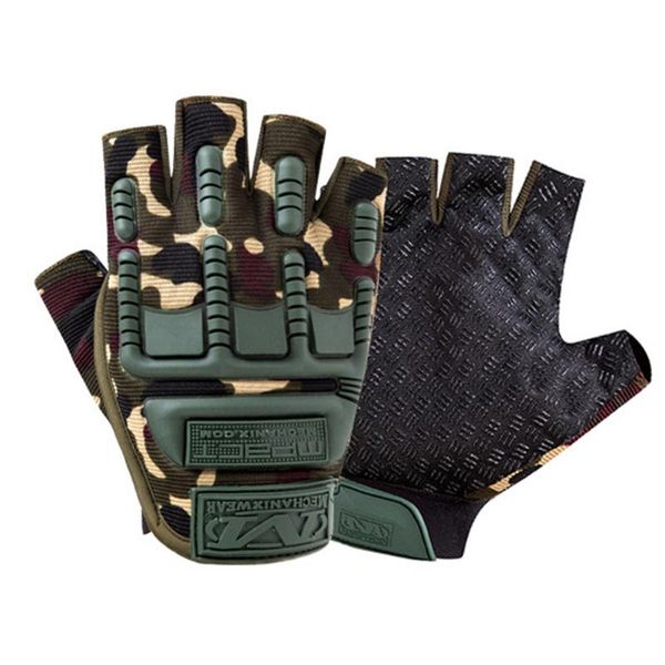 

children army tactical half finger bicycle gloves camouflage military outdoor sports cycling climbing fitness kids, Black