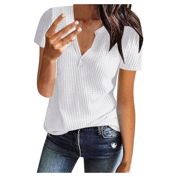

women's blouses & shirts knit short sleeve tunic v-neck loose shirt fitting tee casual tshirt korean female, White
