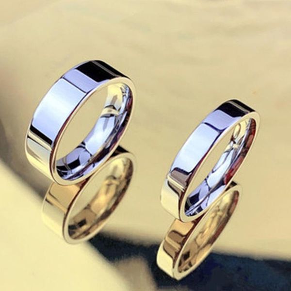 

wedding rings ywshk 8mm 6mm smooth customized stainless steel silver color ring for women men custom engrave name logo lover couple jewelry, Slivery;golden