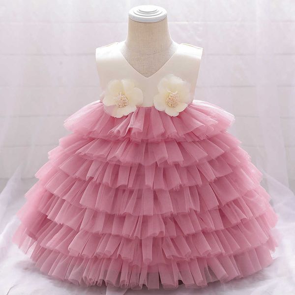 

sprign girls flowers tutu dress for toddler baby layered party gown birthday costume clothing 210529, Red;yellow