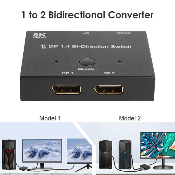 

hubs displayport splitter dp1.4 switch ports bi-direction 1x2 / 2x1 switcher ultra hd 8k@30hz 4k@120hz for ps4 hdtv