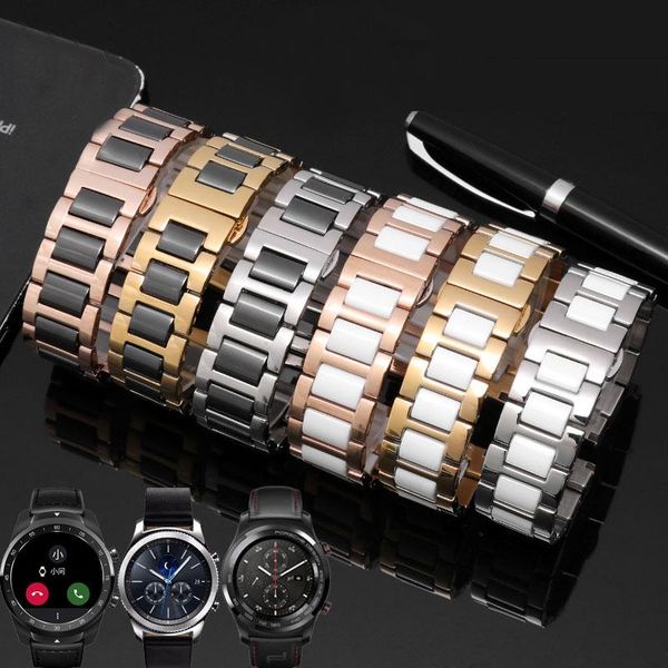 

watch bands ceramic men's and women's strap, double press butterfly buckle steel chain 12mm 13mm 14 mm15mm16mm 17mm 18mm 20 mm, Black;brown