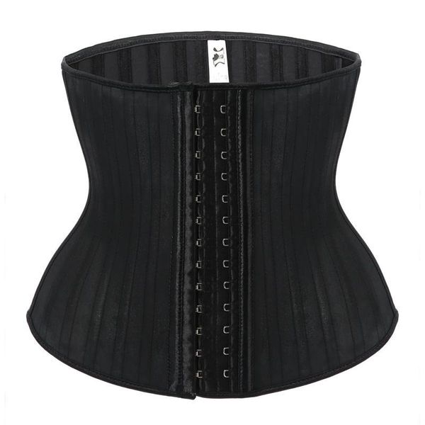 

women's shapers 25cm 30cm women sport tummy control 25 steel boned latex waist trainer underbust corset with adjustable hooks, Black;white