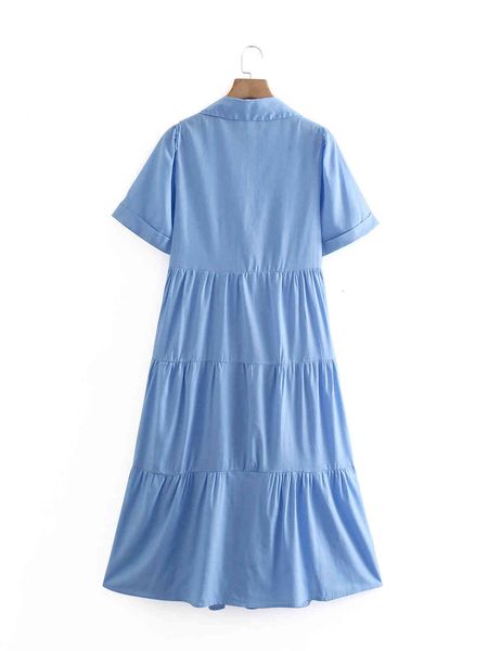 

skirts women blue short-sleeved lapel loose large skirt dress vintage thin stitching midi chic female dresses mujer, Black