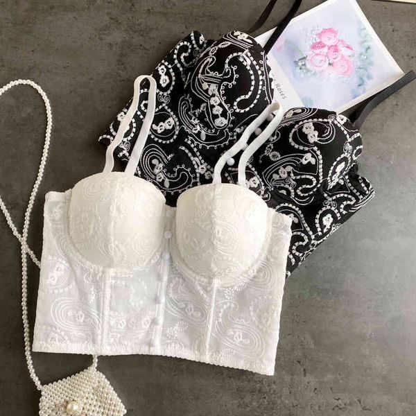 

bras sets ins underwear clothing camisole women embroidery sleeveless korean fashion bustier crop p424 b5bl, Red;black
