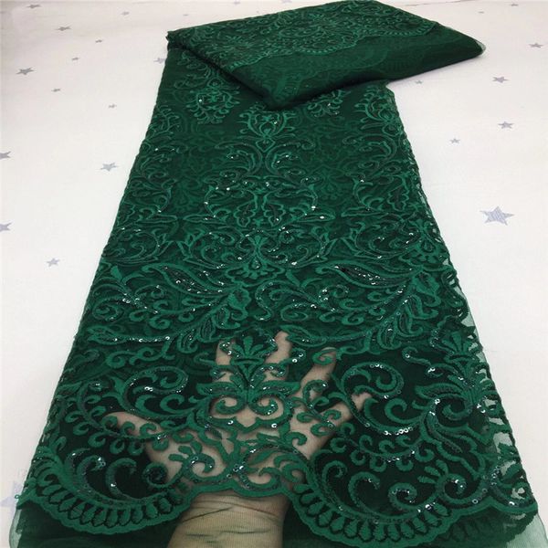 

2020 green sequins design african net lace fabric with applique sewing french nigerian mesh laces fabric for wedding dress pink, Black;white